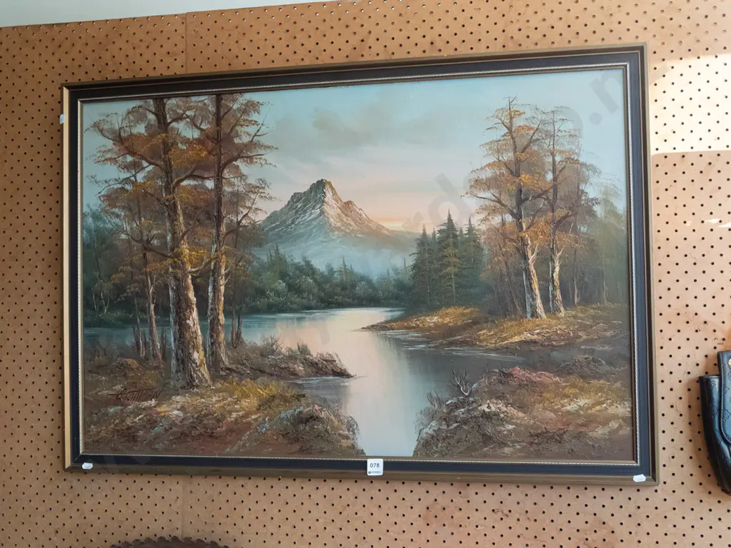 framed oil on board - river scene Image 1++