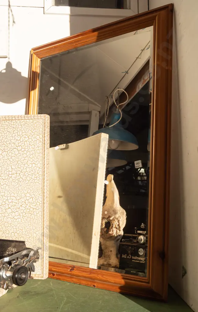 wood framed bevelled edge wall mirror H1030 Image 1++