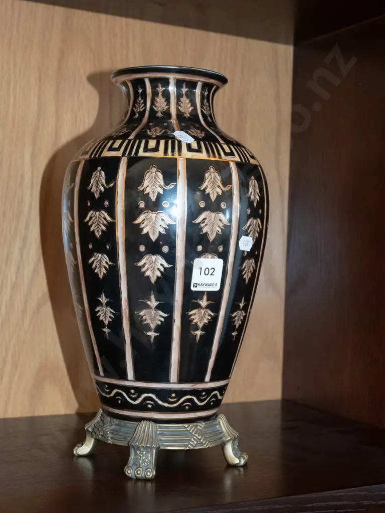 hand painted Italian enamel vase on stand H320 Image 1++