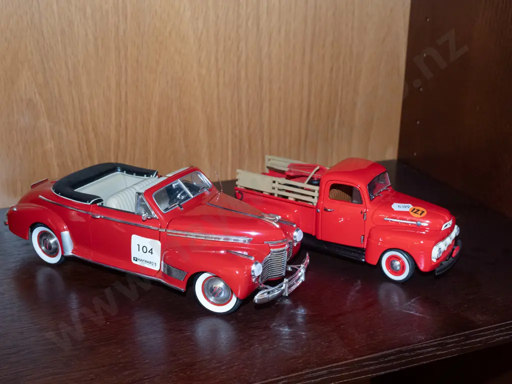 2x diecast model vehicles - 1941 Chevrolet Deluxe, 1952 Ford F1 pick up Image 1++