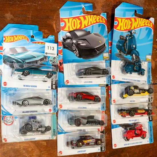 11x as new carded Hotwheels vehicles