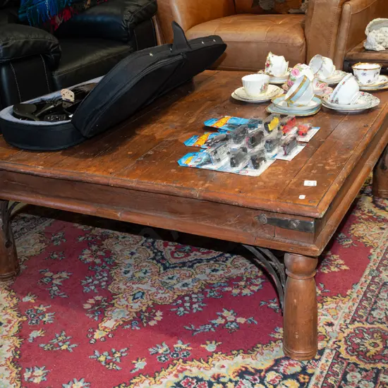 rustic Indonesian hardwood end table H400 W990 D990