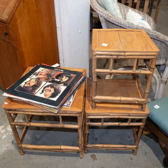 nest of 3 bamboo tables