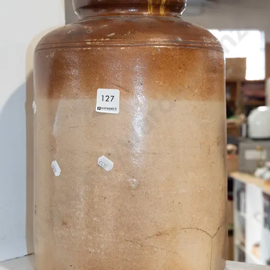 salt glazed crock - some cracks H330