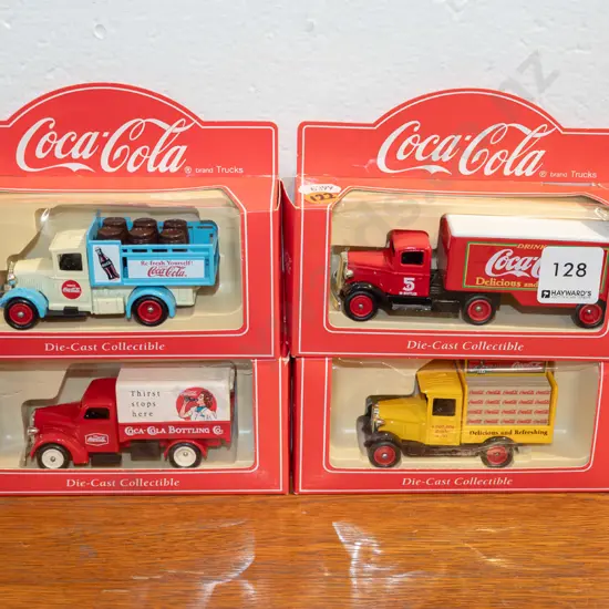 4x diecast carded Coca Cola toy vehicles