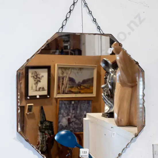 octagonal scalloped edge wall mirror 