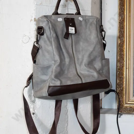 grey vinyl backpack
