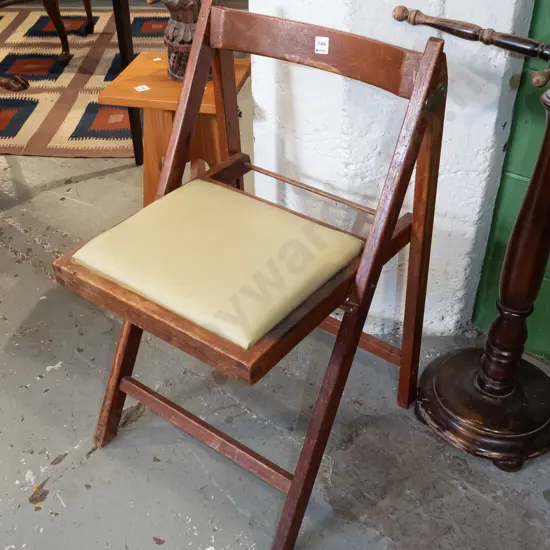 hardwood green upholstered folding chair