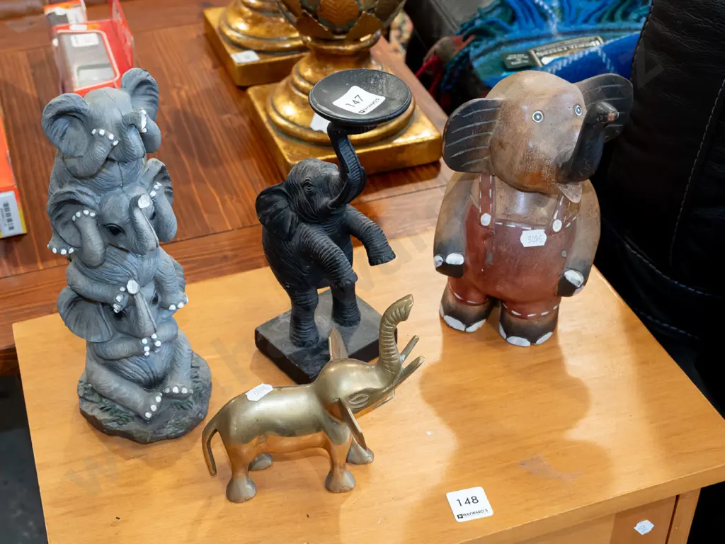 3x elephant figurines, candlestick Tallest H270 Image 1++