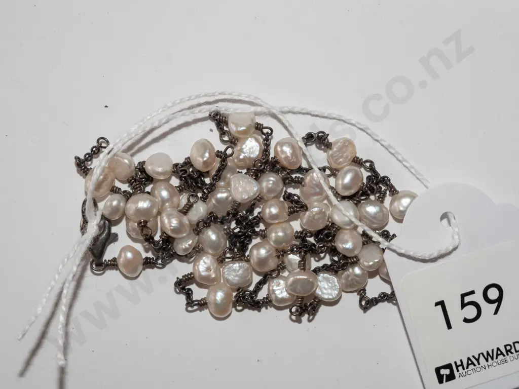 sterling silver, 2 strand, real pearl necklace Image 1++