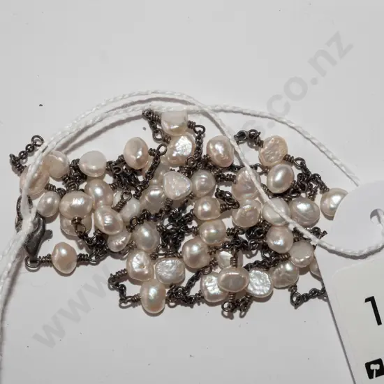 sterling silver, 2 strand, real pearl necklace