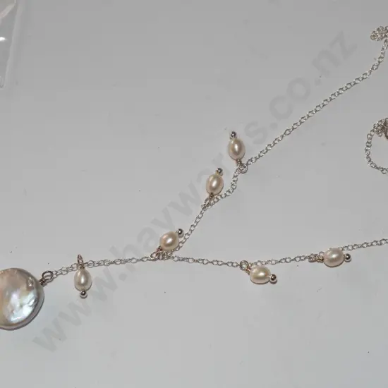 sterling silver real pearl necklace