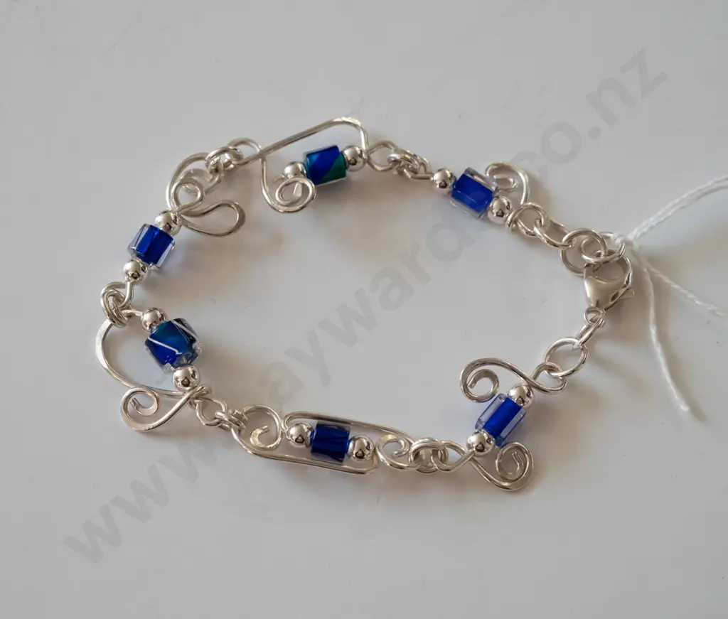 sterling silver & bead bracelet 17gms Image 1++