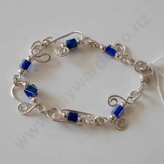 sterling silver & bead bracelet 17gms