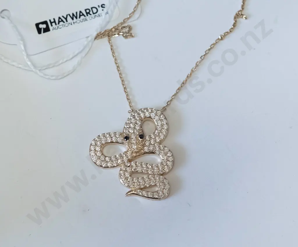 sterling silver gold plated snake necklace Image 1++