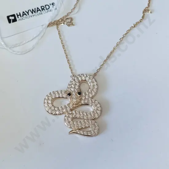 sterling silver gold plated snake necklace