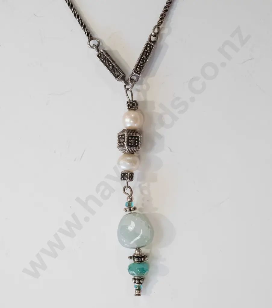 real pearl sterling silver necklace 11gm Image 1++