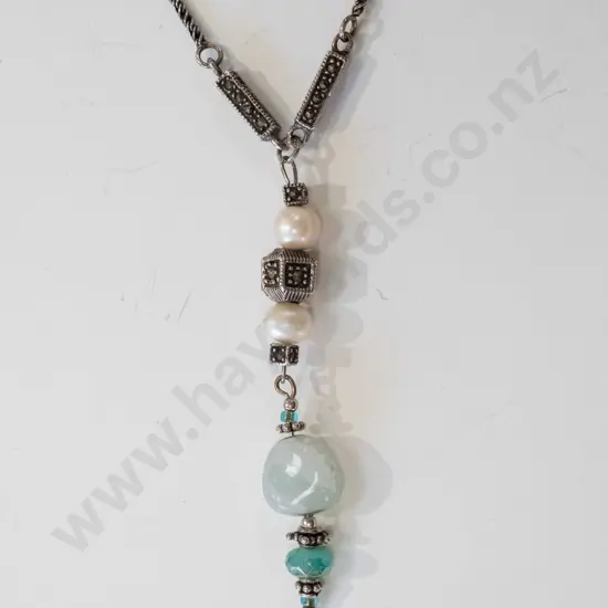 real pearl sterling silver necklace 11gm