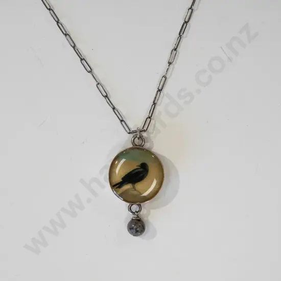 sterling silver resin jasper pendant