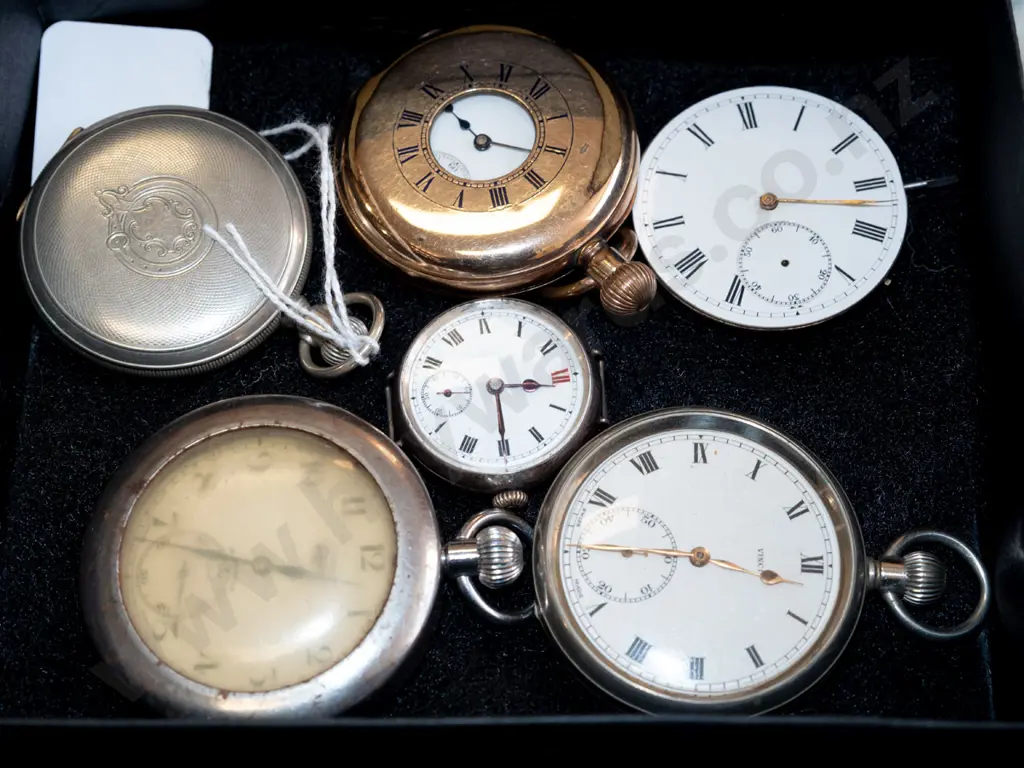 box; pocket watches & parts (no watches working) Image 1++