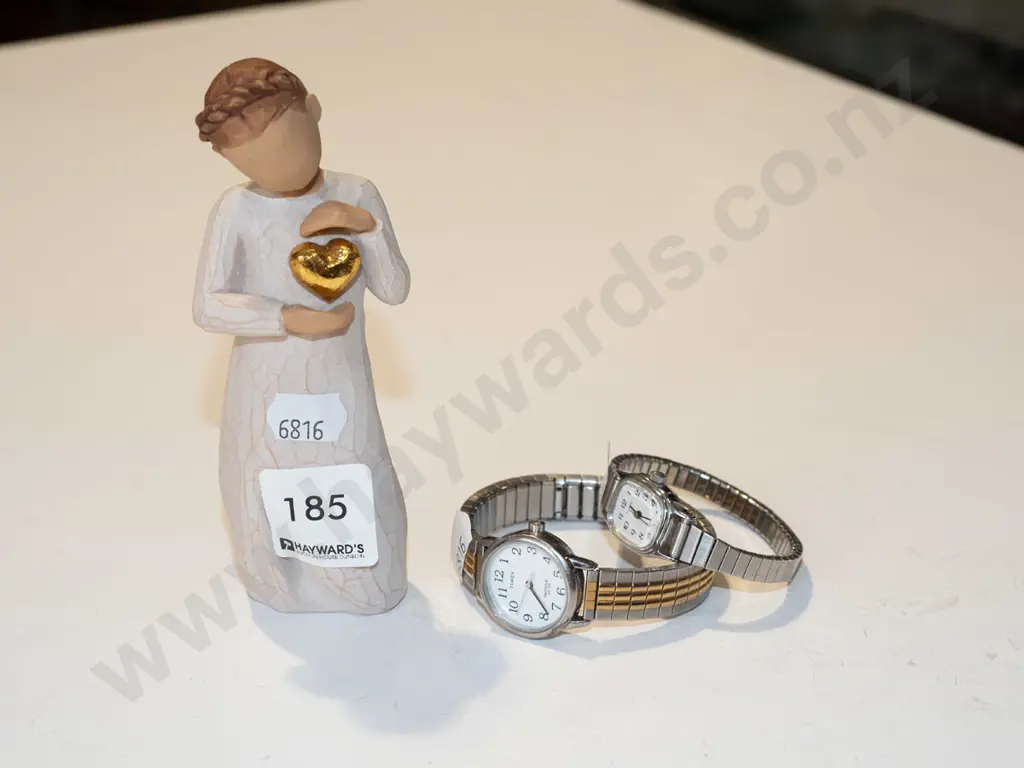 small wooden figurine & 2 wristwatches Image 1++