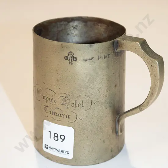 vintage Empire Hotel Timaru half pint beer tankard