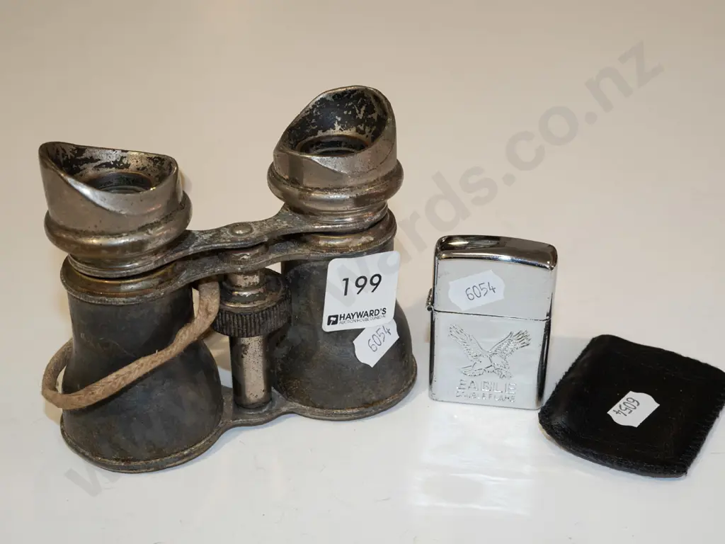 pair of vintage binoculars & lighter Image 1++