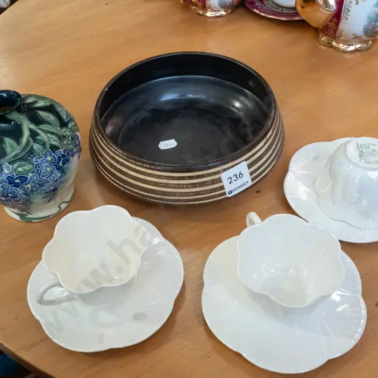 3x Foley Spano-lustra cups, saucers, Old  Tupton Ware vase, German pottery bowl