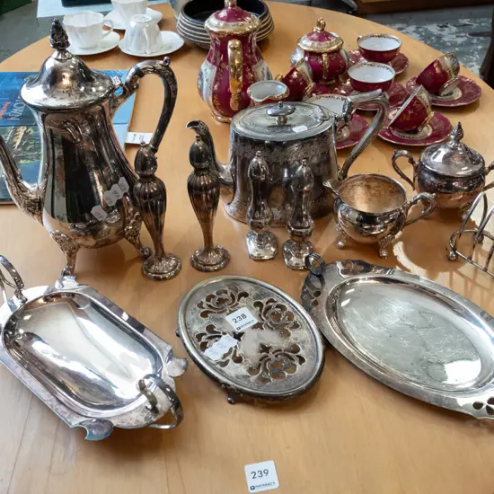 plated ware; teapots, creamers, sugar etc Coffee pot H300