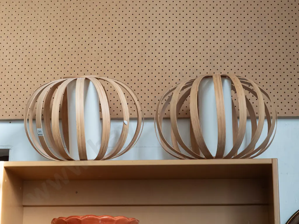 2x bamboo and fabric light shades Image 1++