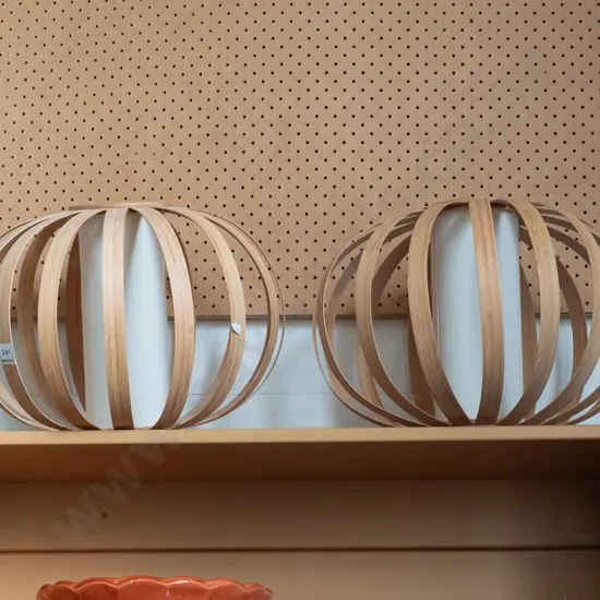 2x bamboo and fabric light shades