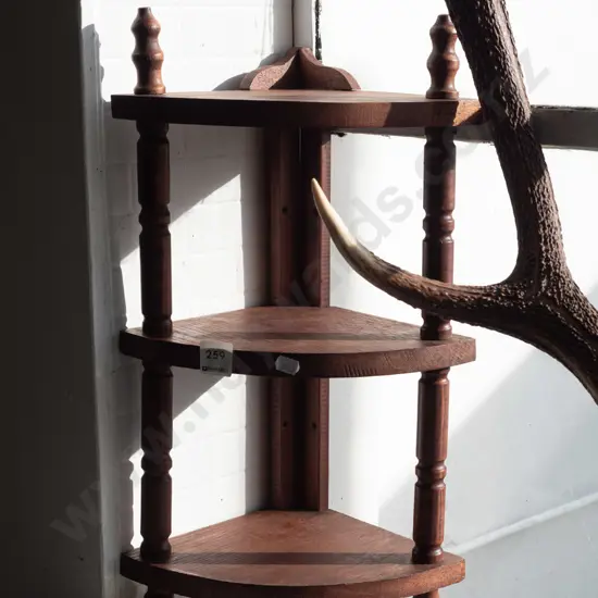 small oak wall mounted corner shelves H470
