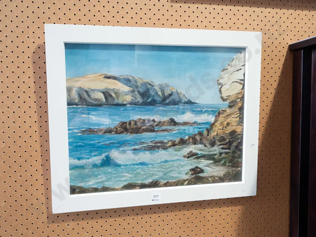 framed acrylic on fabric - coastal scene Image 1++