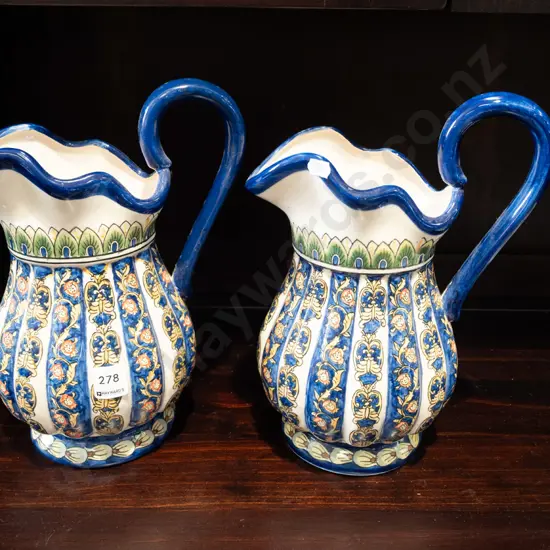 pair of hand painted jugs - crazing H300