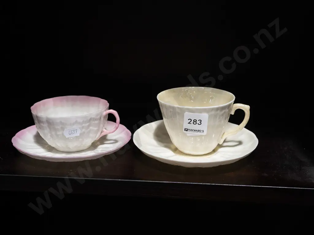 2x Belleek cups and saucers Image 1++
