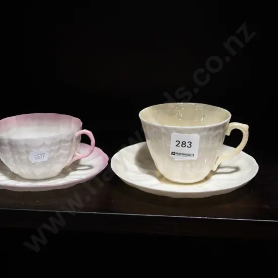 2x Belleek cups and saucers