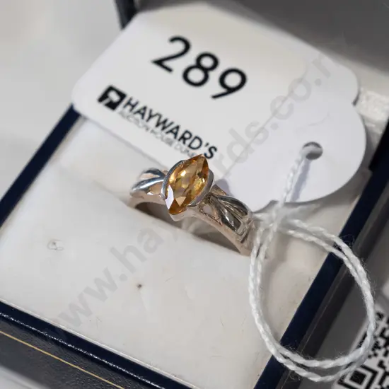 sterling silver citrine ring 6gm