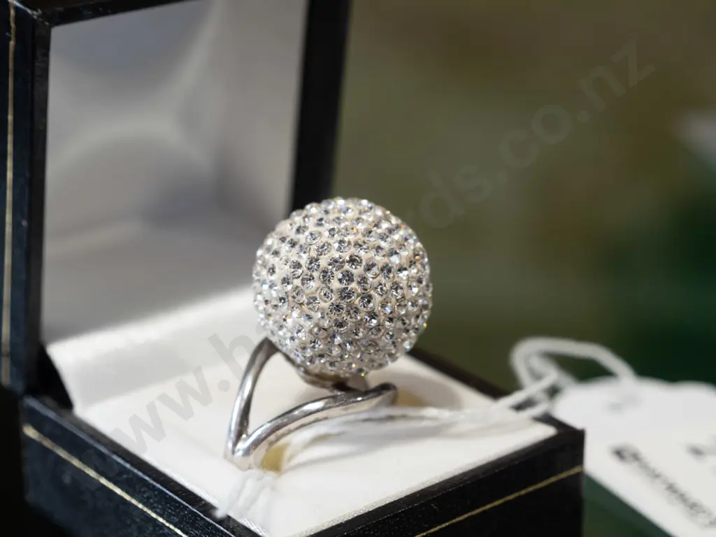 sterling silver crystal ball ring 12gm Image 1++