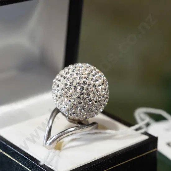 sterling silver crystal ball ring 12gm