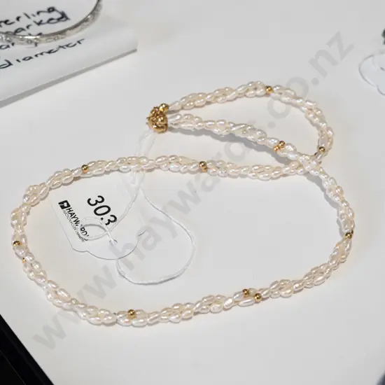 Avon gold tone pearl double strand necklace 15gm