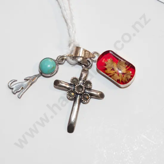 3x sterling silver pendants