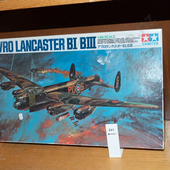 yet to be assembled scale model of a Lancaster bomber
