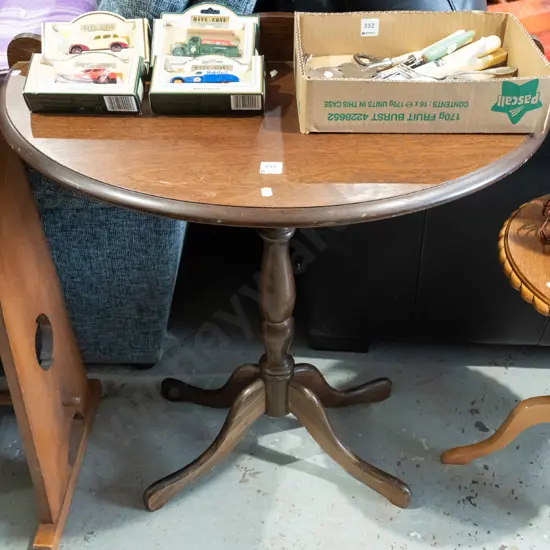 mahogany veneer half round hall table H750 W80 D420
