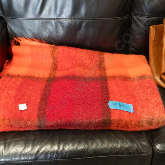 checked woollen rug