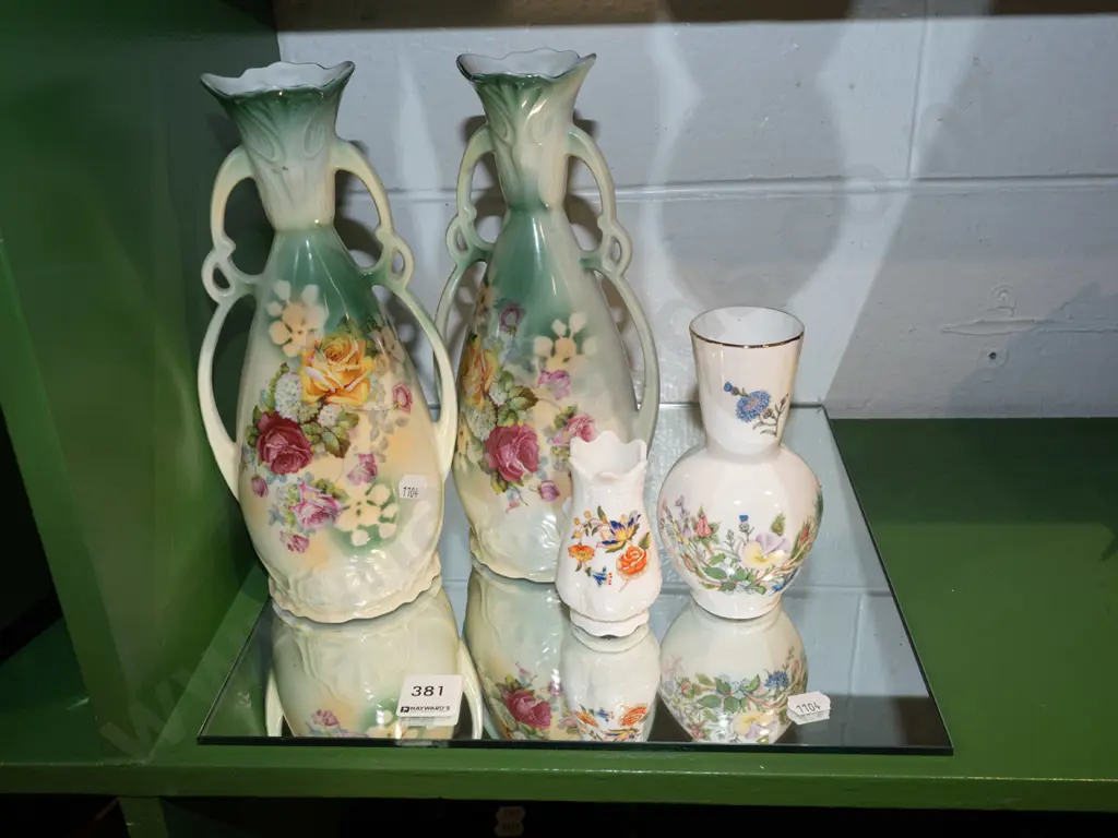 small square mirror, 4x vases Tallest H240 Image 1++
