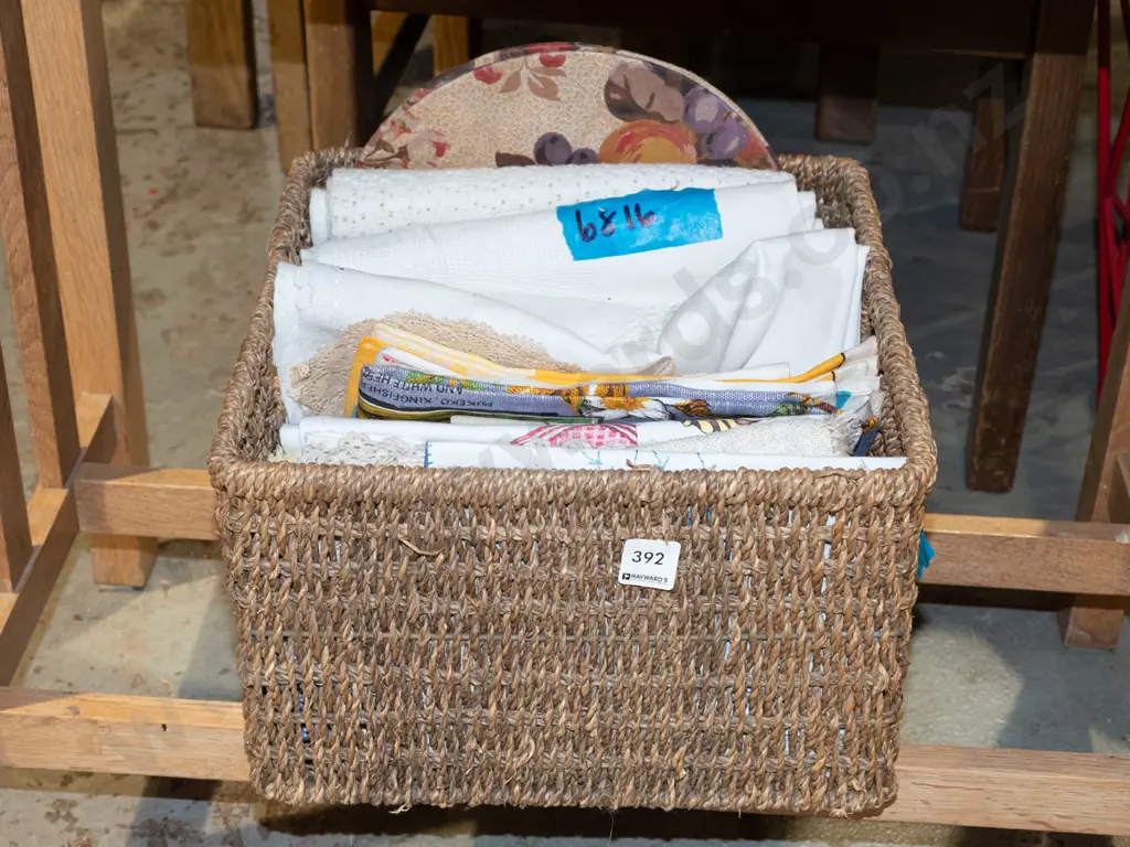 seagrass basket, tea towels, tablecloths etc Image 1++