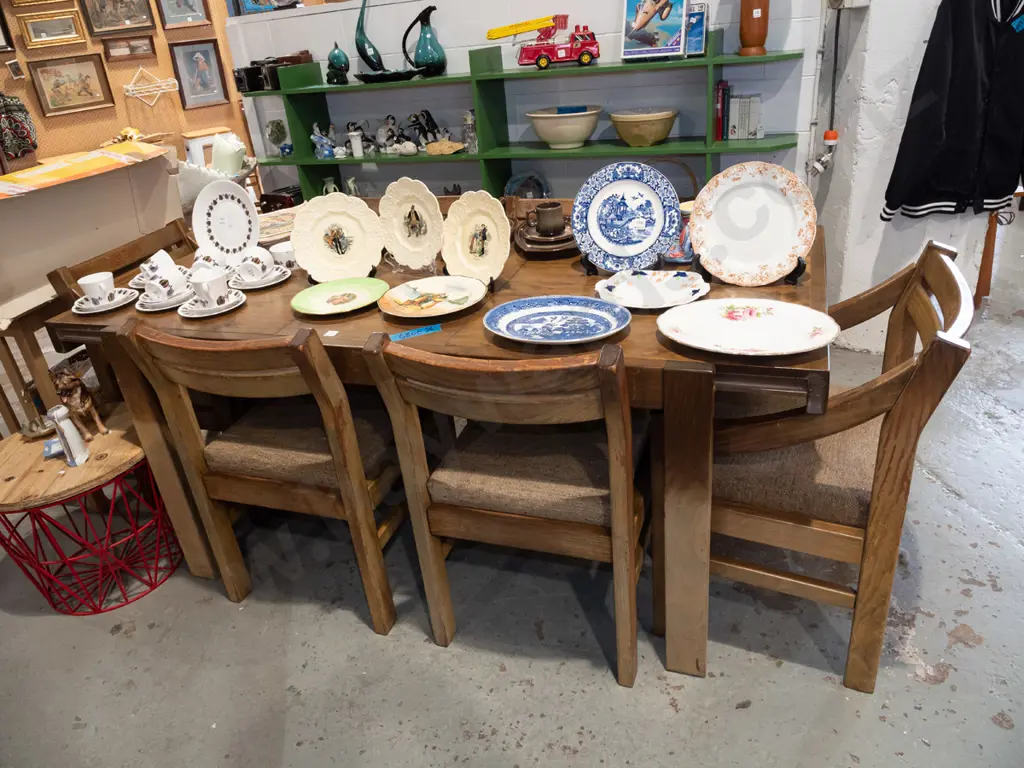 solid pine extending dining table with 6 matching chairs H770 W1830 D910 Image 1++