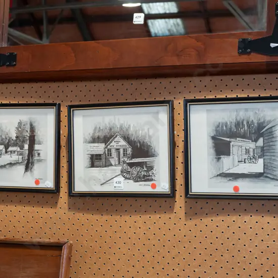 3x John Husband historic prints - red dots
