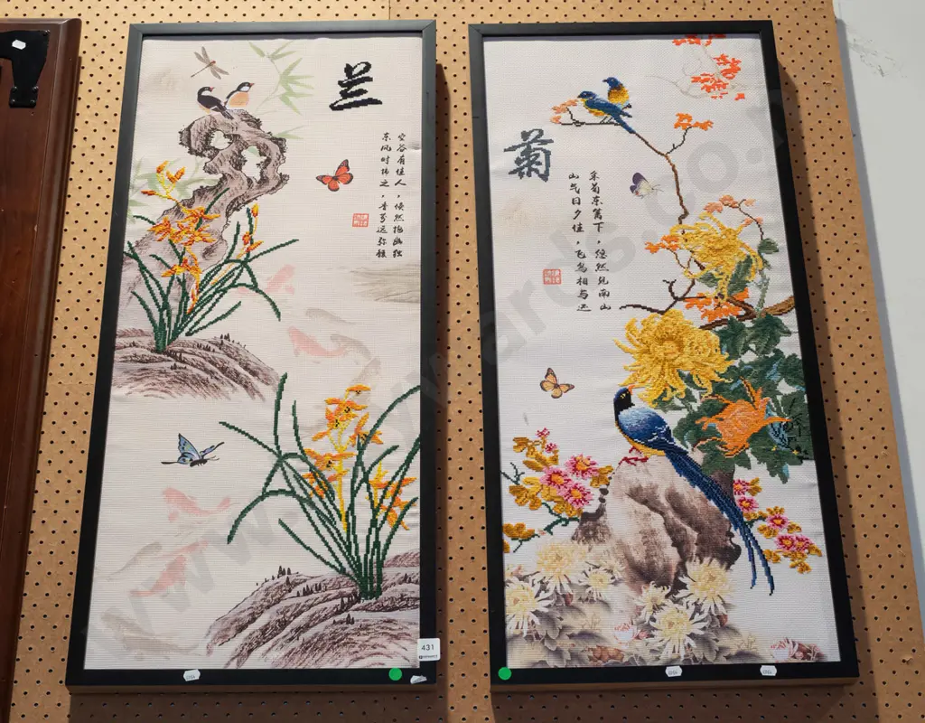 2x Asian needleworks - green dots Image 1++