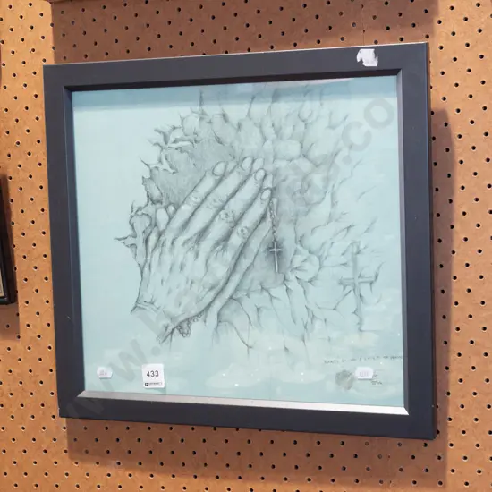 framed pencil - prayer hands